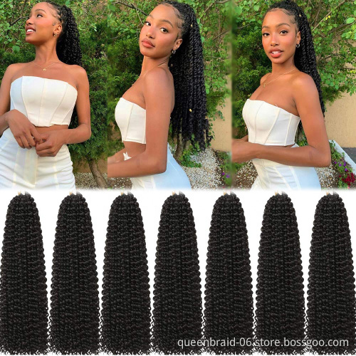 Passion Twist Hair 18 inch Water Wave Synthetic Curly Crochet Braids Long Hair Extensions Nature Black